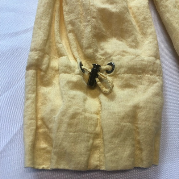 Chico’s Yellow Cotton/Linen Blend Jacket Nautical Style Drawstring Cuffs - Picture 3 of 10